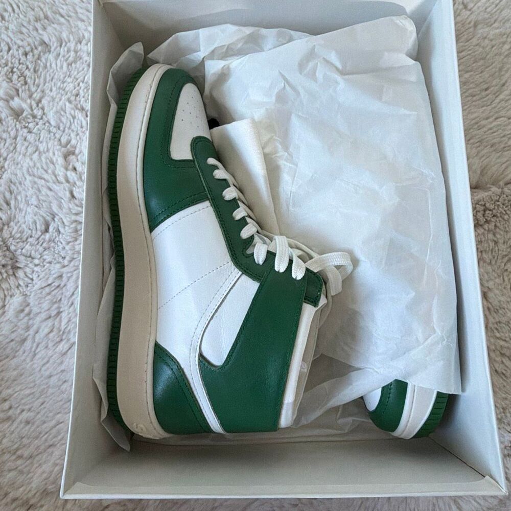 Sandro Leather High Top Sneakers in Green & White Size 41 - Picture 5 of 8